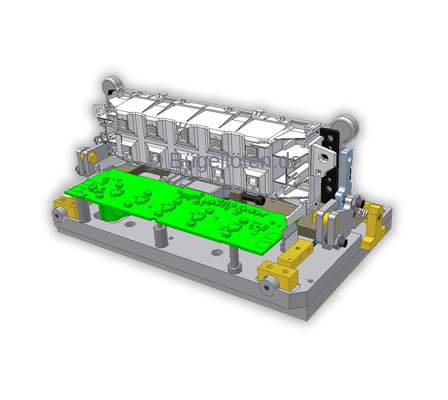 Bauteilaufnahme mit Montagevorrichtung zur Lötung einer LCD Anschluss-Flex auf einer Leiterplatte
